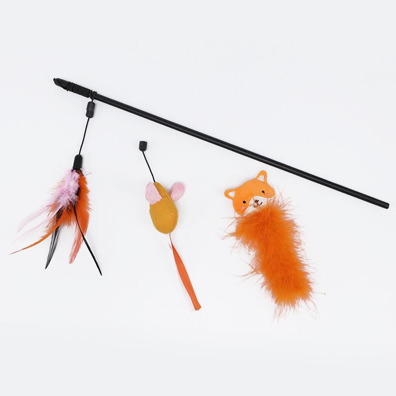 Wholesale Multi-color Animal Shape Fox Racoon Fish Cat Teaser New Arrival Cat Toy