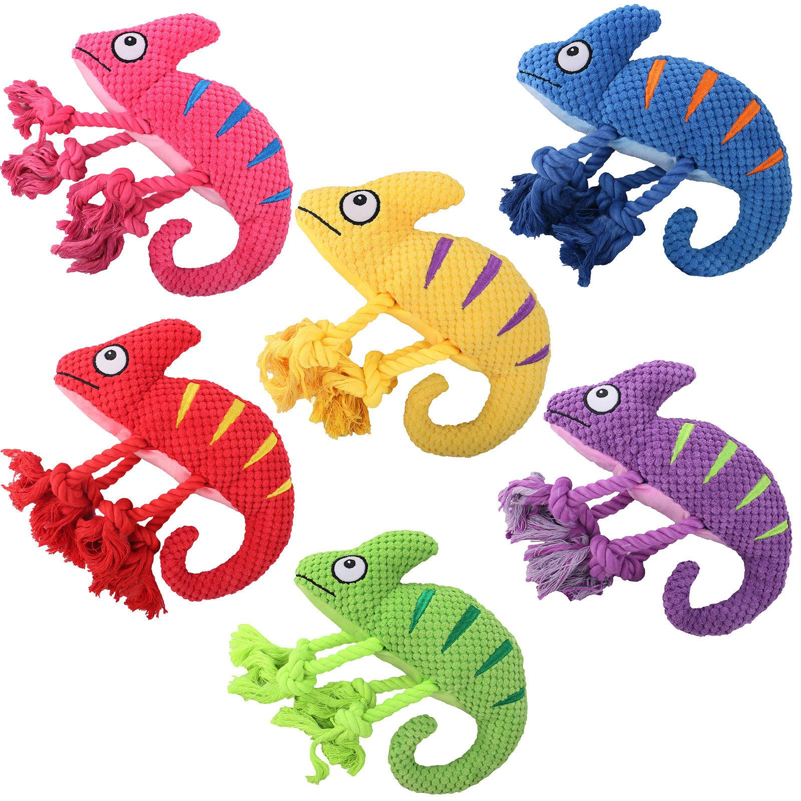 Chameleon Knot Squeaky Stuffed Animal Interactive Dog Toy Dog Chew Toy