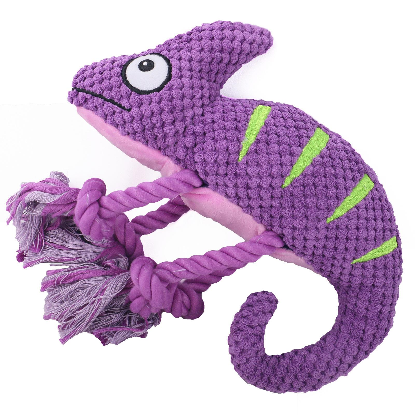 Chameleon Knot Squeaky Stuffed Animal Interactive Dog Toy Dog Chew Toy