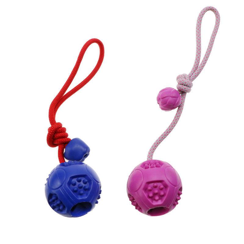 Hot Sale New Rubber Pet Leakage Food Training Dog Toy Pet Rope Chew Balls For Wholesale
