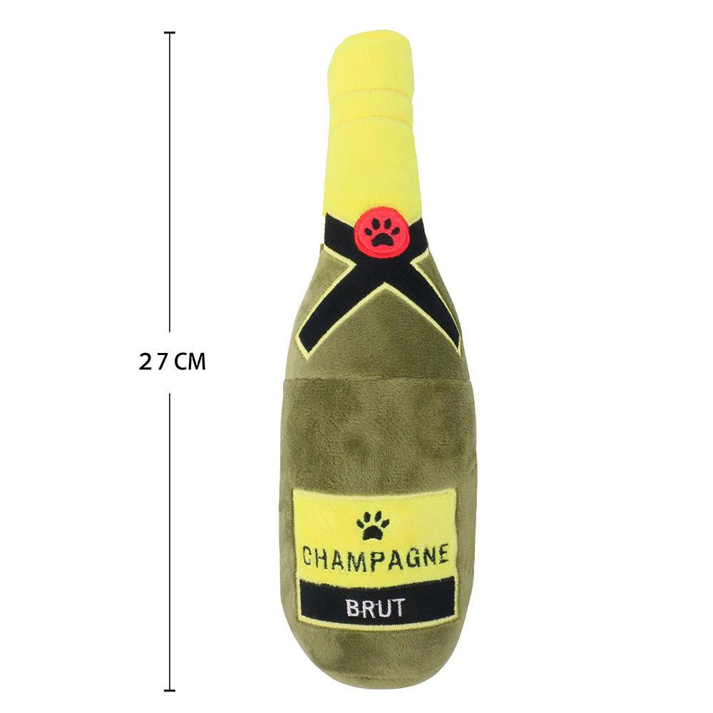 27cm Plush Stuffed Champagne Bottle Squeaky Pet Dog Toy Cheap Interactive Sounding Pet Toy