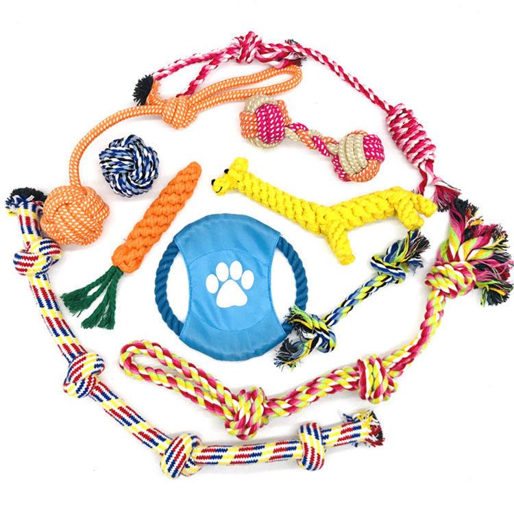 Durable Cotton Rope Pet Toys Fun Set Combination Pet Cotton Rope Dog Toys Resist Bite Cleaning Teeth