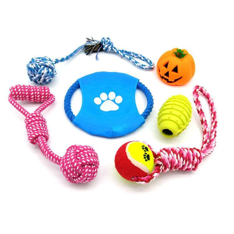 Durable Cotton Rope Pet Toys Fun Set Combination Pet Cotton Rope Dog Toys Resist Bite Cleaning Teeth