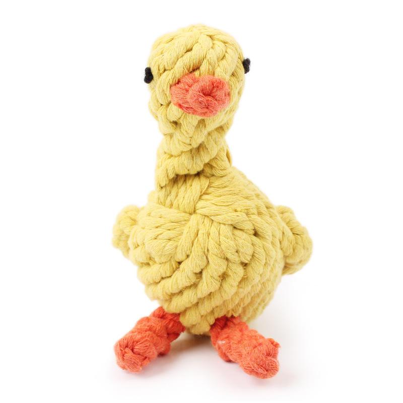 Top Quality Pet Custom Durable Eco-friendly Unbreakable Duck Shaped Braided Rope Dog Toy
