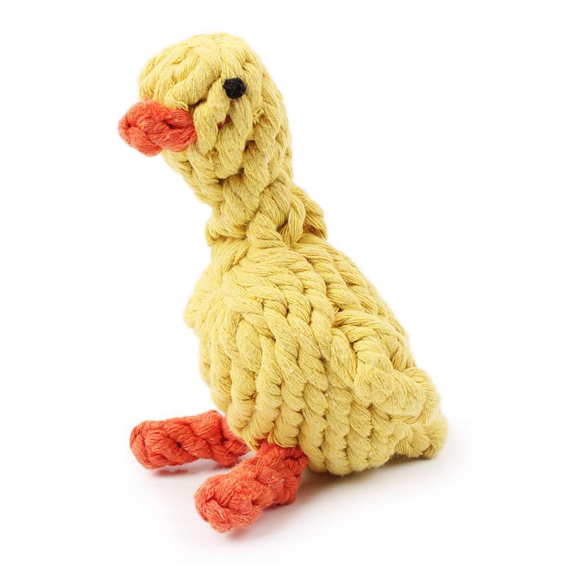 Top Quality Pet Custom Durable Eco-friendly Unbreakable Duck Shaped Braided Rope Dog Toy