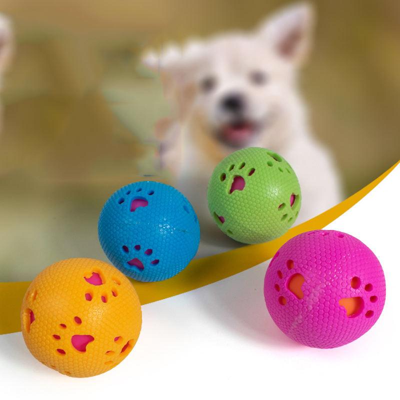 Factory High Quality Hollow Out Squeaky Interactive Tpr 7.5cm Rubber Durable Funny Dog Ball Toy