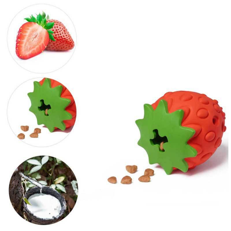 Durable Soft Dog Toy Natural Rubber Squeaky Fruit Shape Pet Chew Fruit Strawberry Chew Feeder Dog Toys