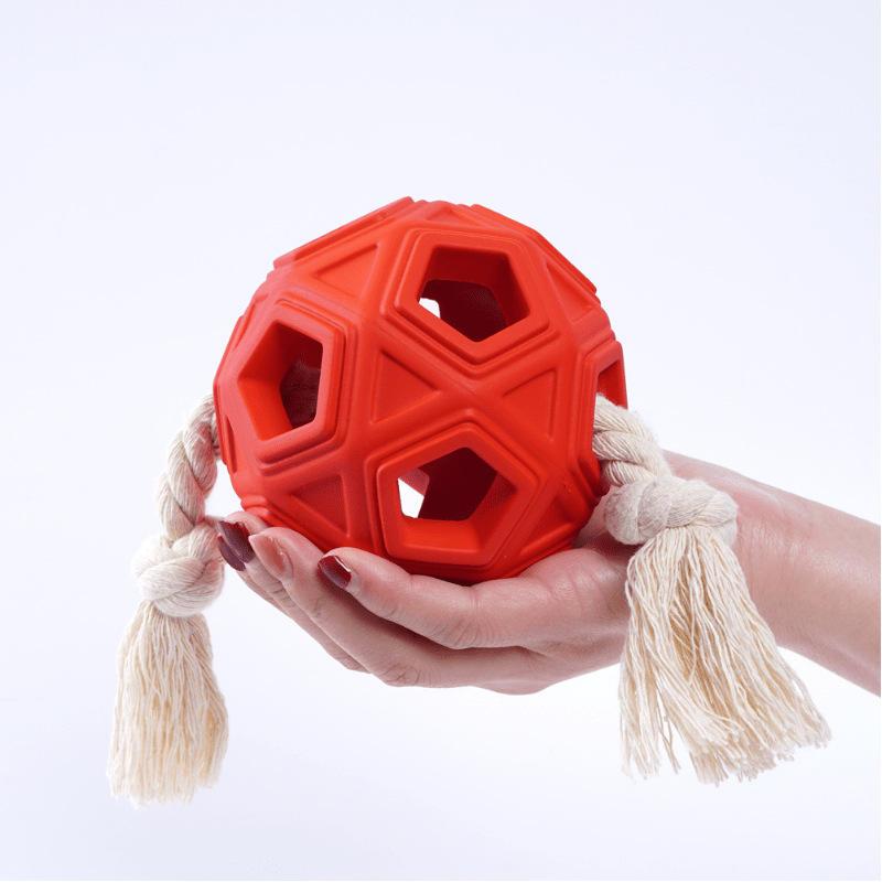 Rubber Treat Dispensing Ball Hiding Food Puzzle Bite Interactive Pet Ball Chew Dog Toy Tooth Cleaning Ball