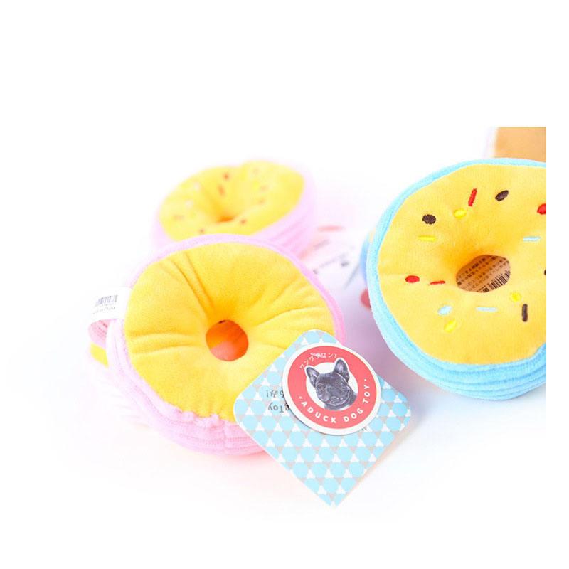 Durable Pet Dog Playing With Molars Vocal Dog Plush Toy Cute Pet Sound Donuts Toys For Teething