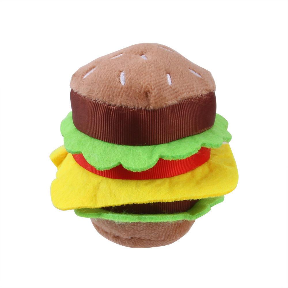 Creative New Product Hamburger Plush Toy Dog Squeaky Training Molar Teeth Cleaning Pet Toy