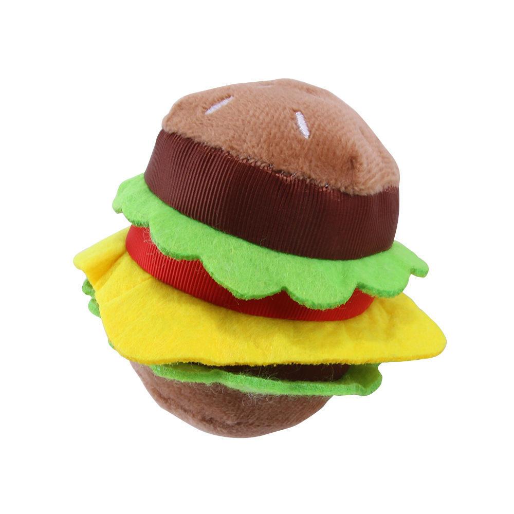 Creative New Product Hamburger Plush Toy Dog Squeaky Training Molar Teeth Cleaning Pet Toy
