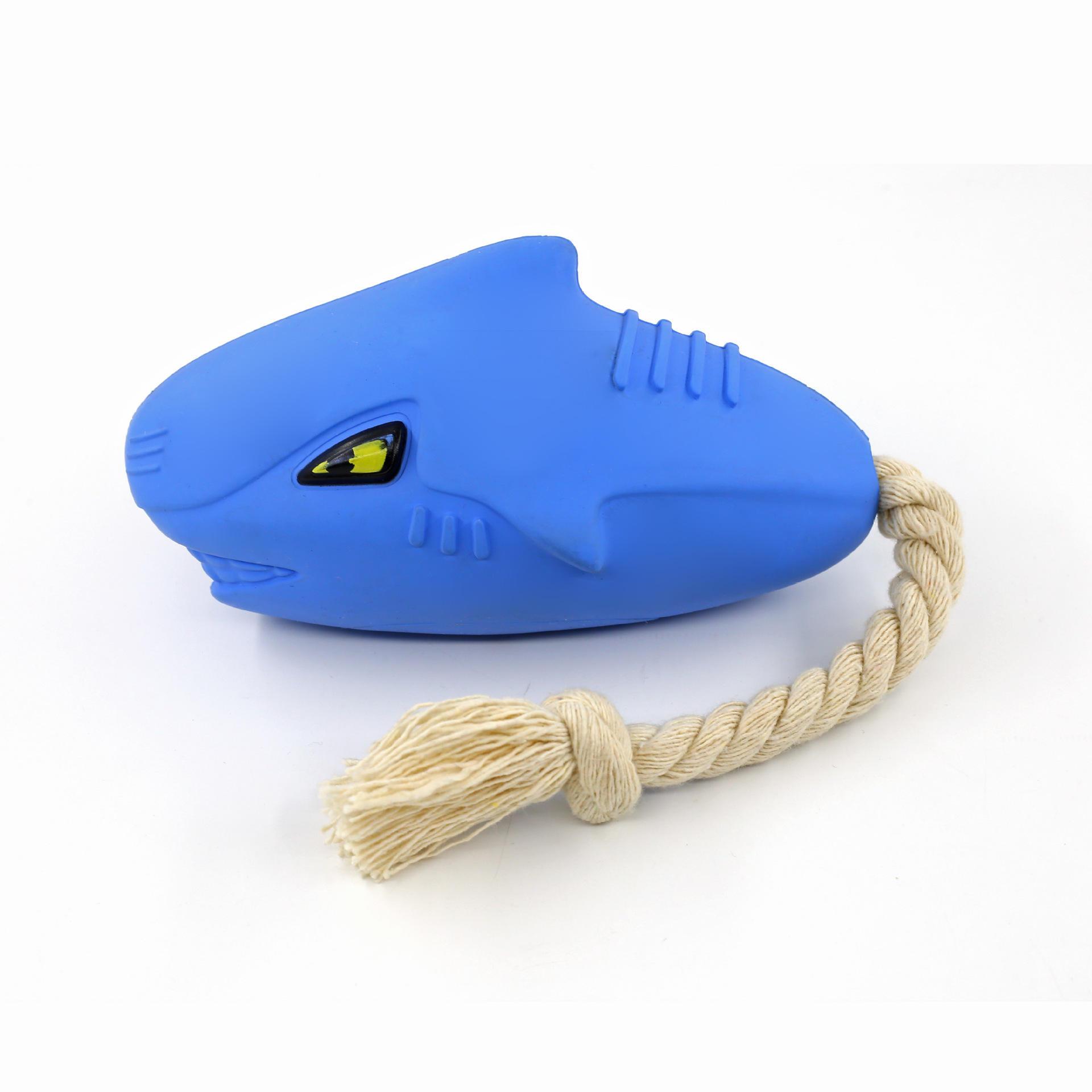 Hot Selling Dog Bite Rope Molar Chew Resistant Toy Tpr Shark Sound Squeaker Dog Toy