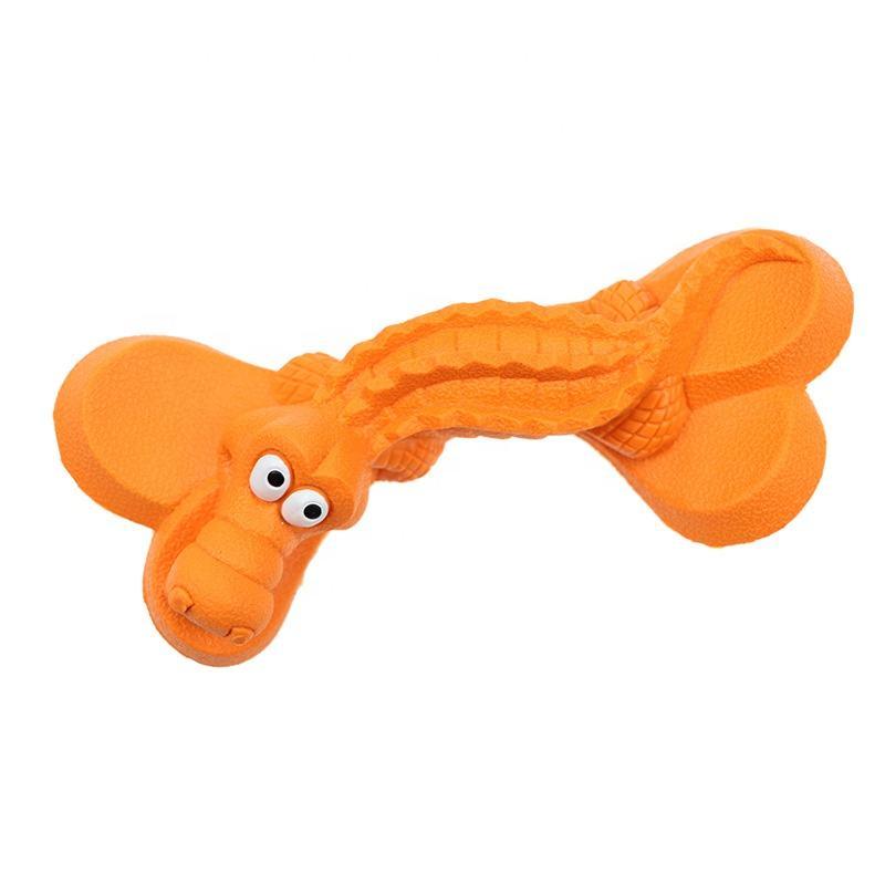 New Design Crocodile Shaped Soft Natural Rubber Dog Chew Toy