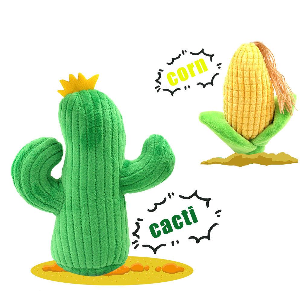 Wholesale Custom Cute Corn Cacti Durable Interactive Plush Pet Dog Toys