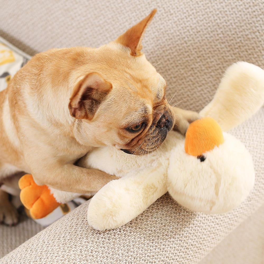 Wholesale In Stock Small Big Sized 25cm 35cm Chew Squeaky Plush Duck Shape Pet Dog Soft Toy