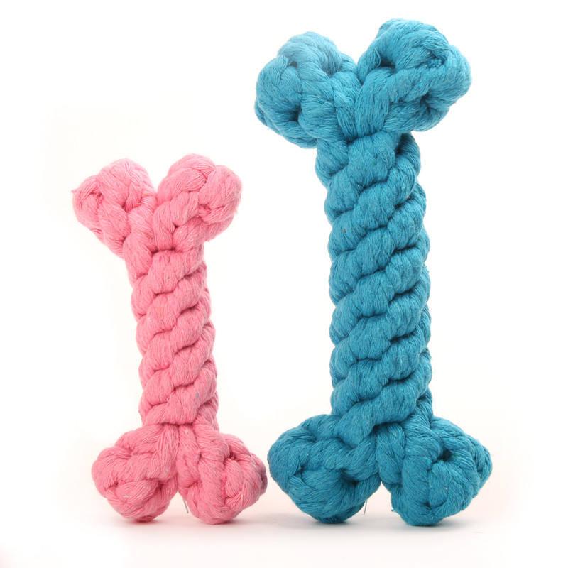Pure Color Bone Shaped Durable Rope Chew Dog Toys