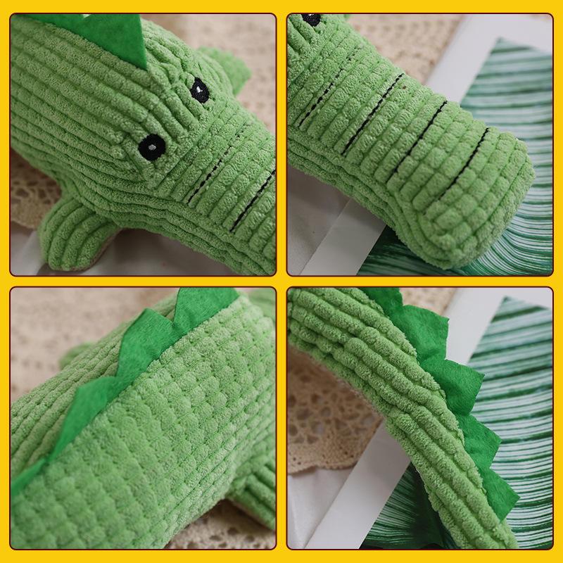 Plush Soft Crocodile Shaped Chew Bite Sound Dog Toy Wholesale
