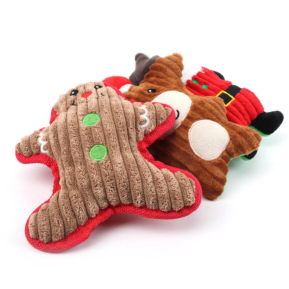New Style Pet Plush Vocal Toy Christmas Series Molar Bite-resistant Cute Cartoon Dog Toy