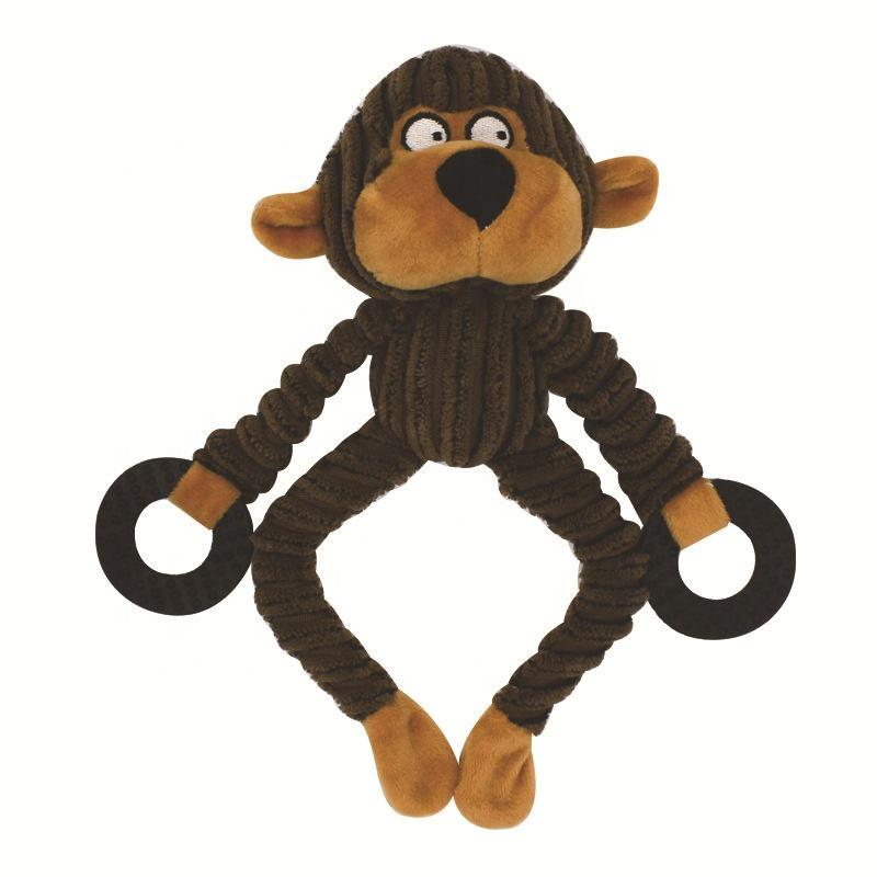 Monkey Hippo Cubs Corduroy Pet Toy Squeaky Plush Soft Dog Toys