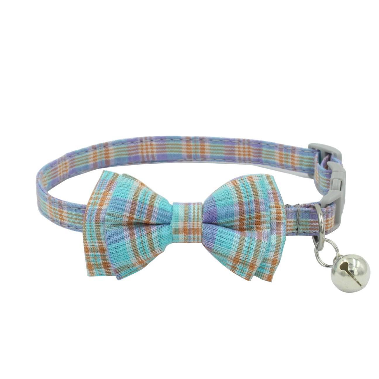 Adjustable Nylon Pet Cat Collar Cat Necklace Bells Cat Collar Bow Tie