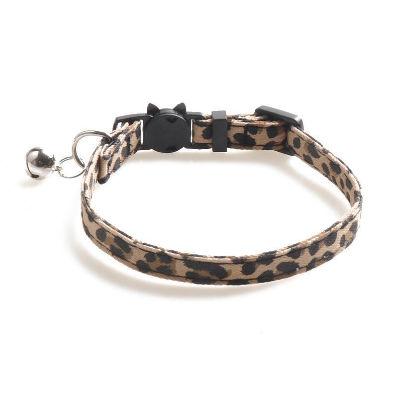 New Pet Cat Collar Leopard Cat Chain Collar Detachable Bow Outdoor Cat Collar