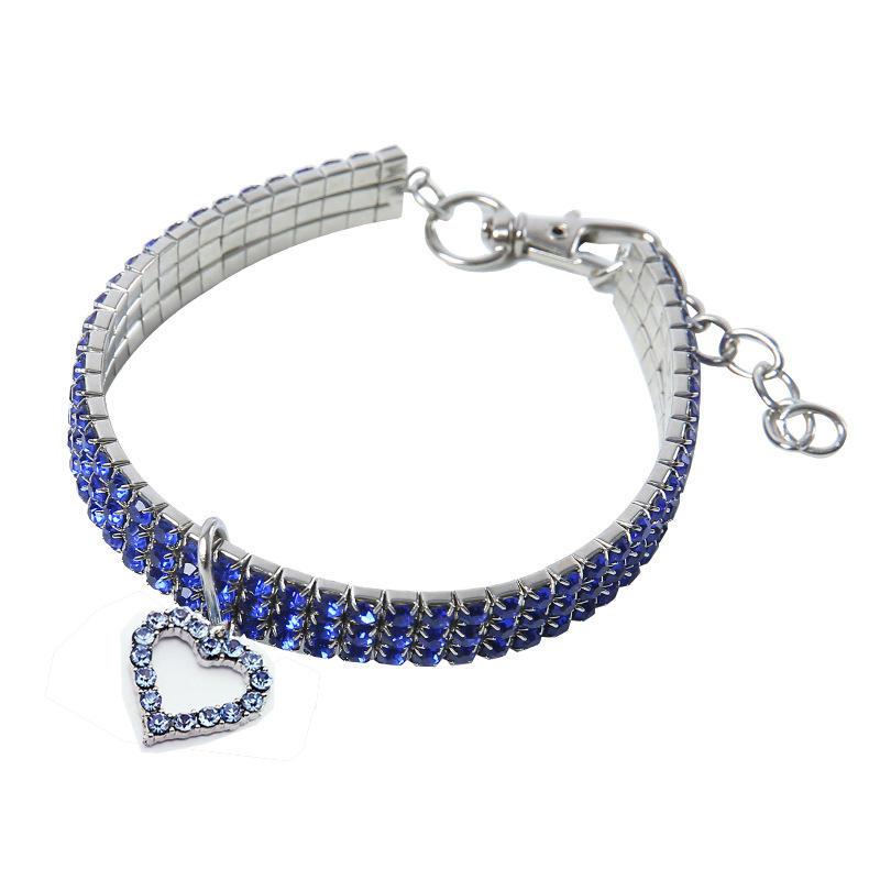Adjustable Crystal Pet Collars With Diamonds Heart Pendant Wedding Cat Dog Small Pet Necklace Jewelry
