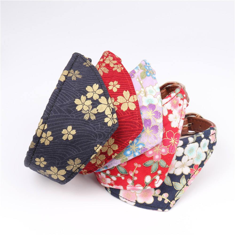 Wholesale Fashion Design Japanese Luxury Soft Pet Bandana Dog Collar Set With Leash
