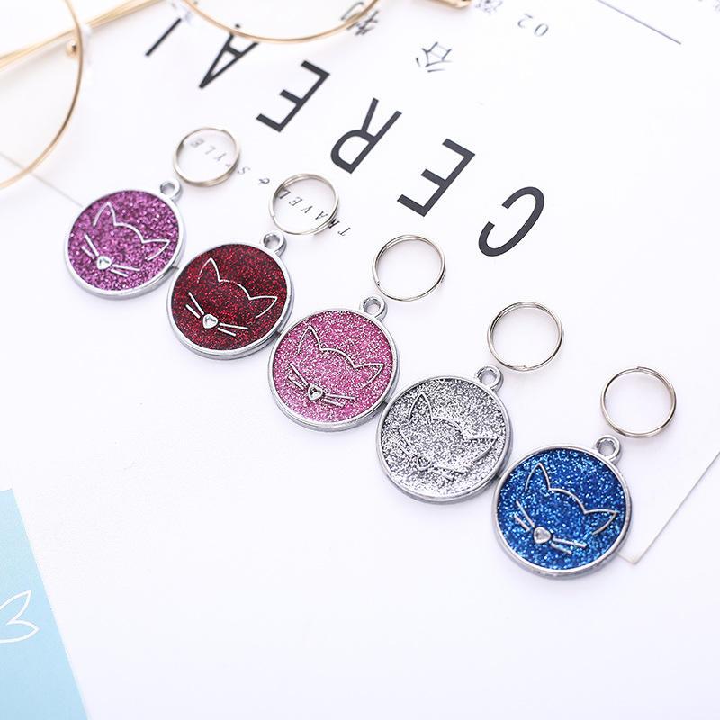 Hot Selling Exquisite Diamond-encrusted Cat Cute Dog Tag Anti-lost Name Card Handwritten Dog Pendant Pet Id Card
