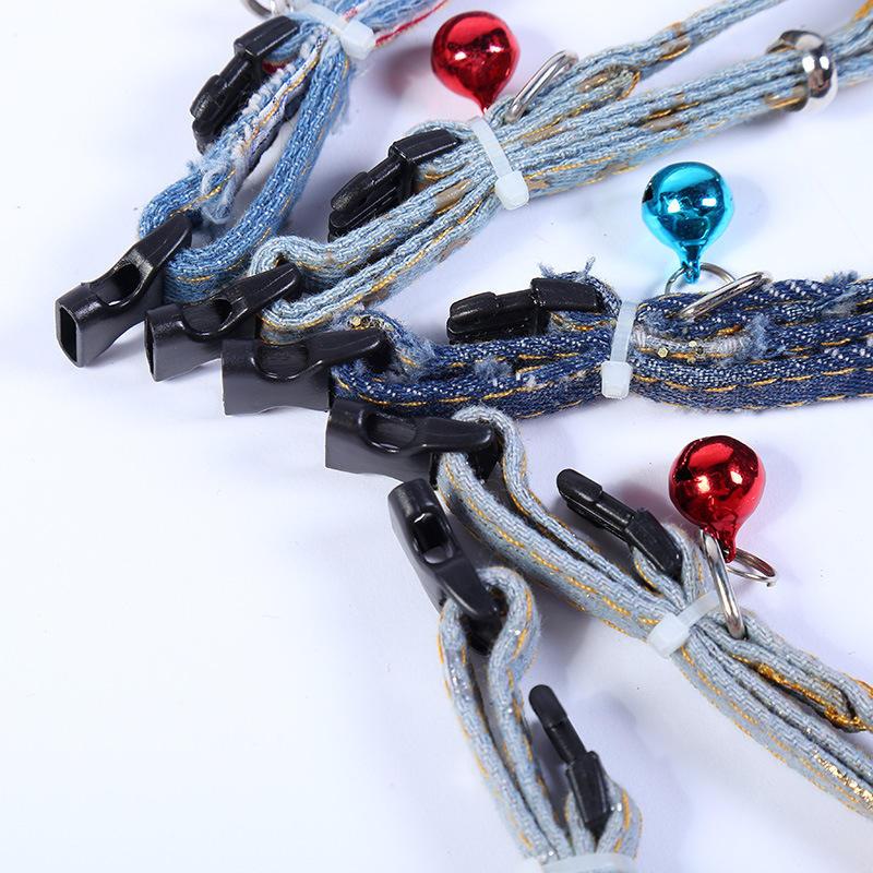 10 Pieces A Set Wholesale Pet Dog Collars Durable Denim Material For Pets Dog Collar With Bell