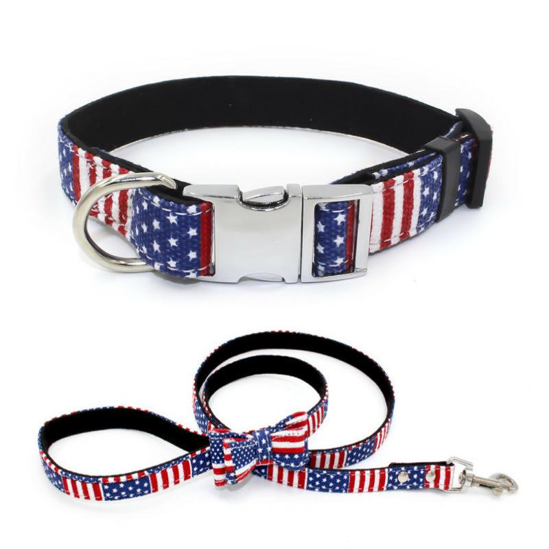 Fashion Flag Design Plaid Bow Tie Custom Pet Dog Collar