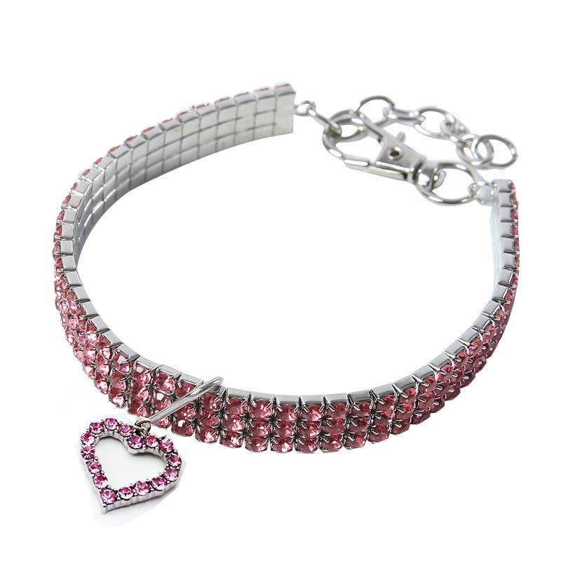 2022 Importers Of Pet Accessories Luxury Heart Pet Necklace Dog Chain Cat Crystal Love Collar