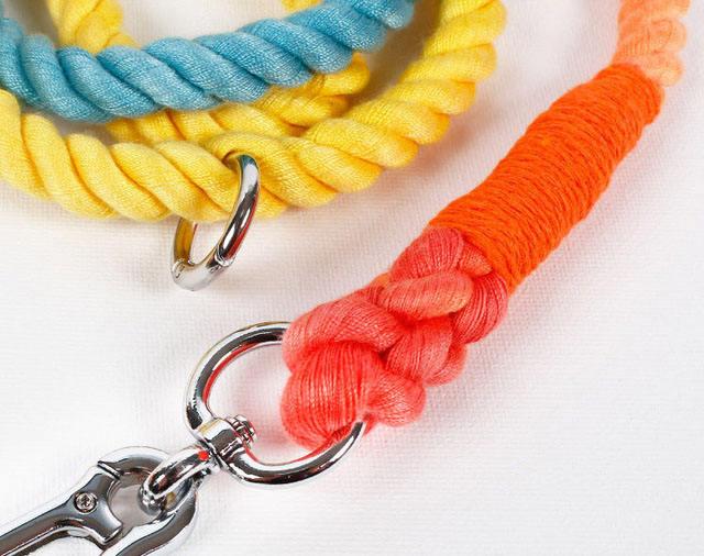 Wholesale Woven Rainbow Dog Leash Multi-function Dog Leash Double-headed Pet Dog Leash