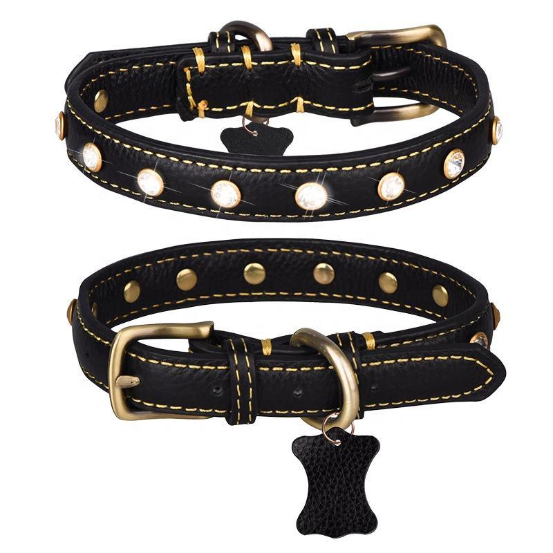 New Reversible Litchi Patterned Copper Pull Ring Pet Collar