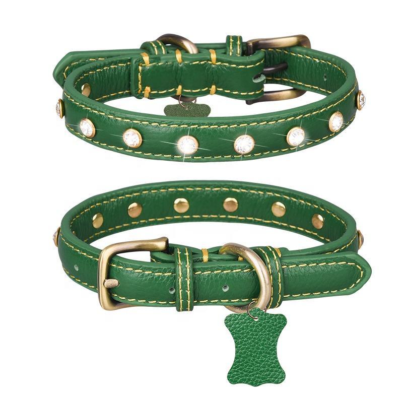 New Reversible Litchi Patterned Copper Pull Ring Pet Collar