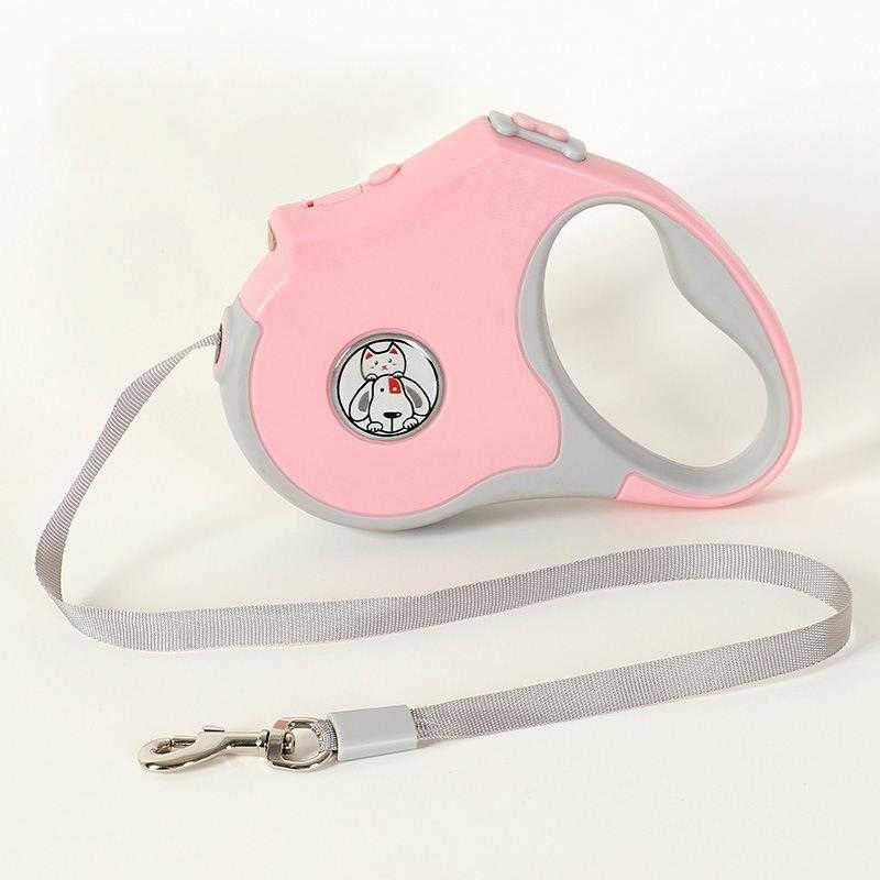 Color Block Multi Function Dog Leash Custom Wholesale Retractable Dog Leash With Led