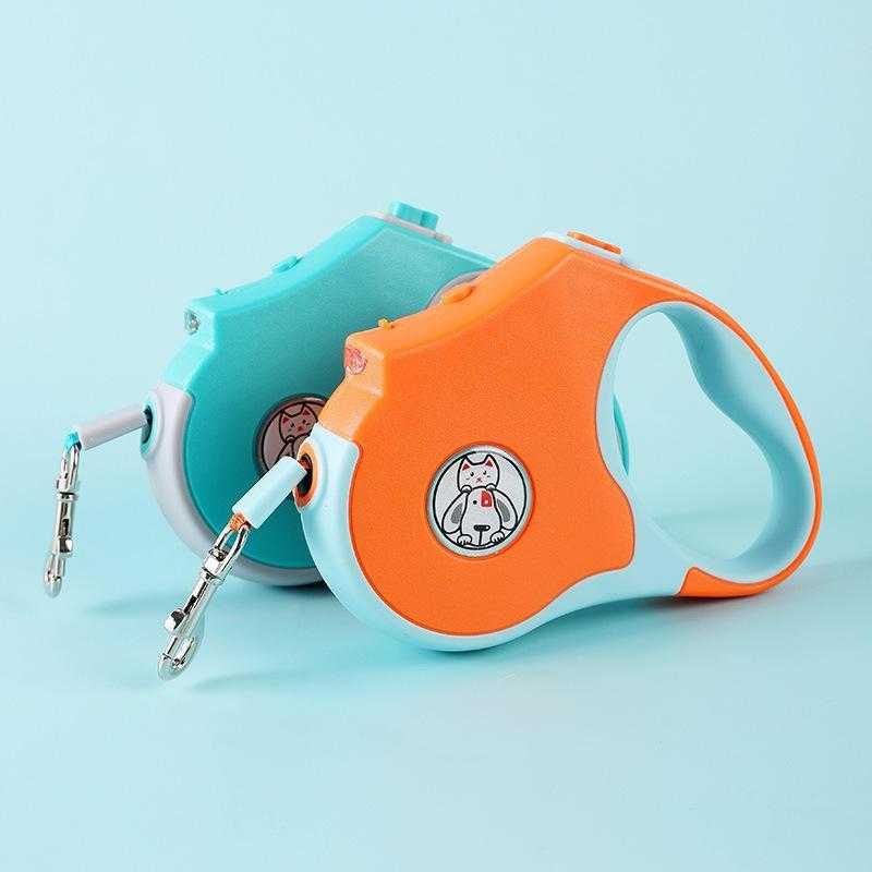 Color Block Multi Function Dog Leash Custom Wholesale Retractable Dog Leash With Led