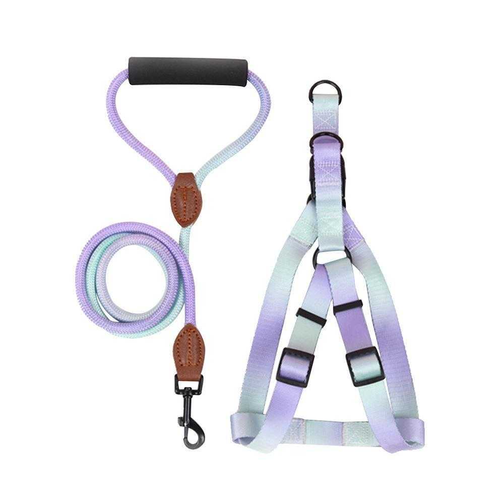 Gradient Polyester Designer Wholesale Pet Dog Leash And Harness Custom Dog Harness Set