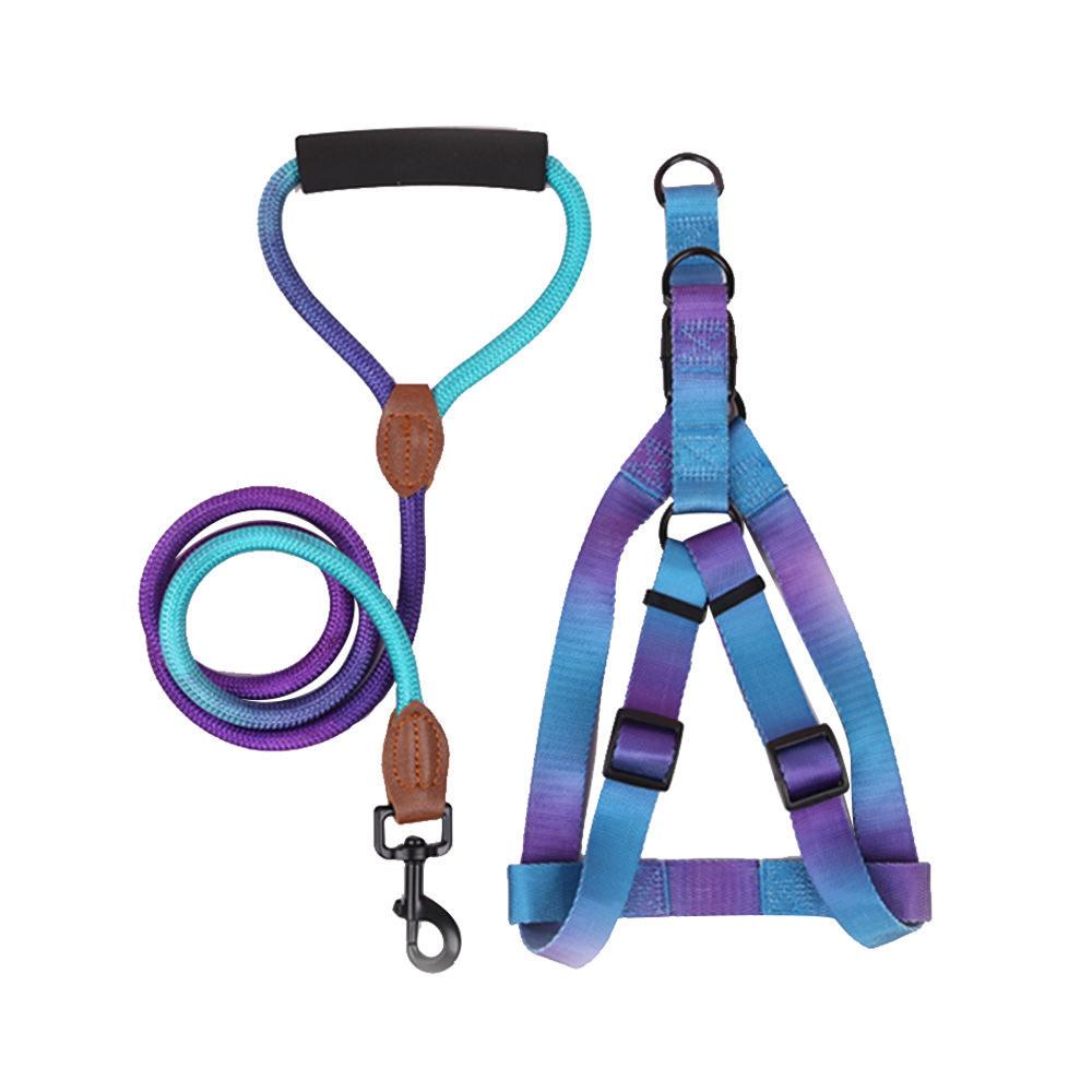 Gradient Polyester Designer Wholesale Pet Dog Leash And Harness Custom Dog Harness Set