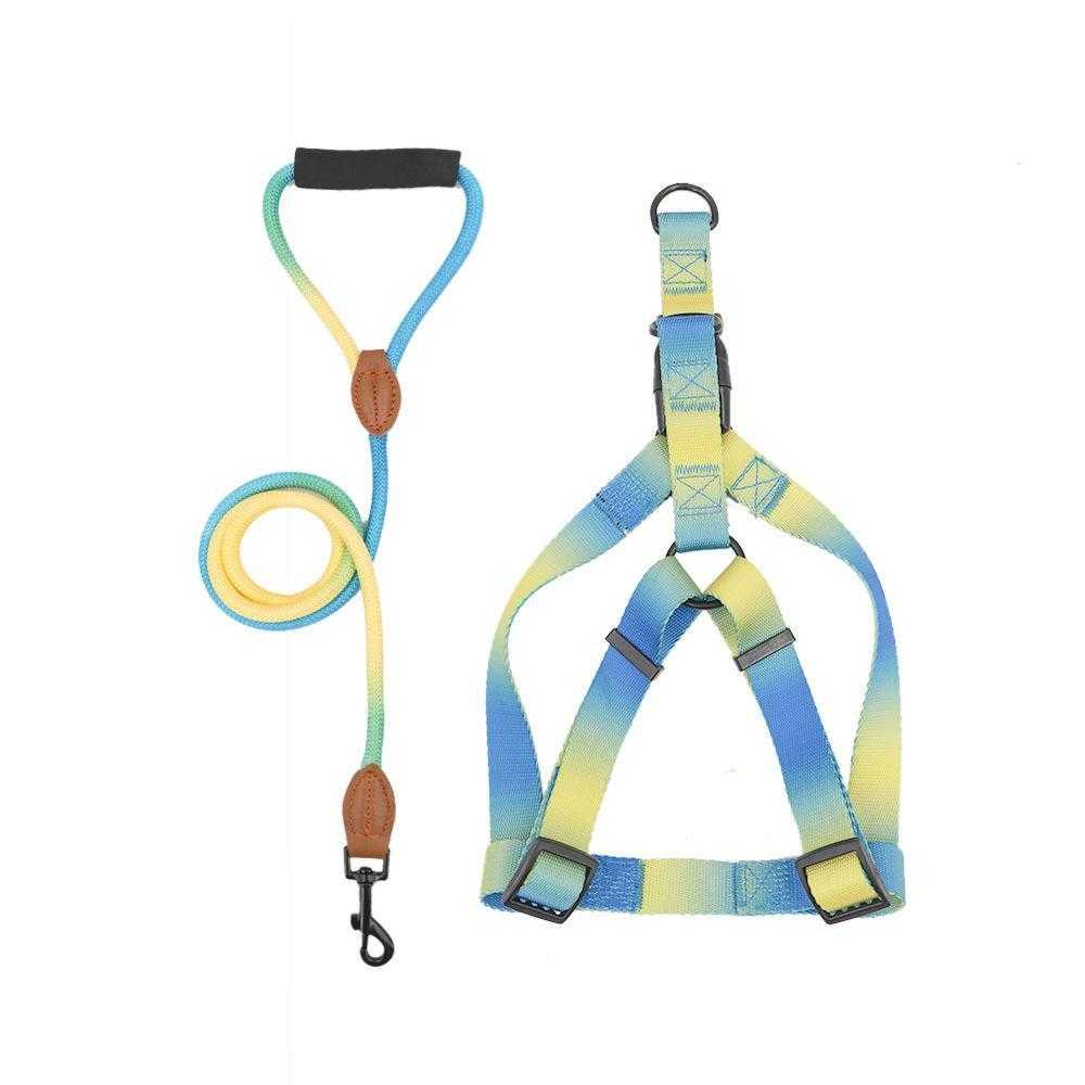 Gradient Polyester Designer Wholesale Pet Dog Leash And Harness Custom Dog Harness Set