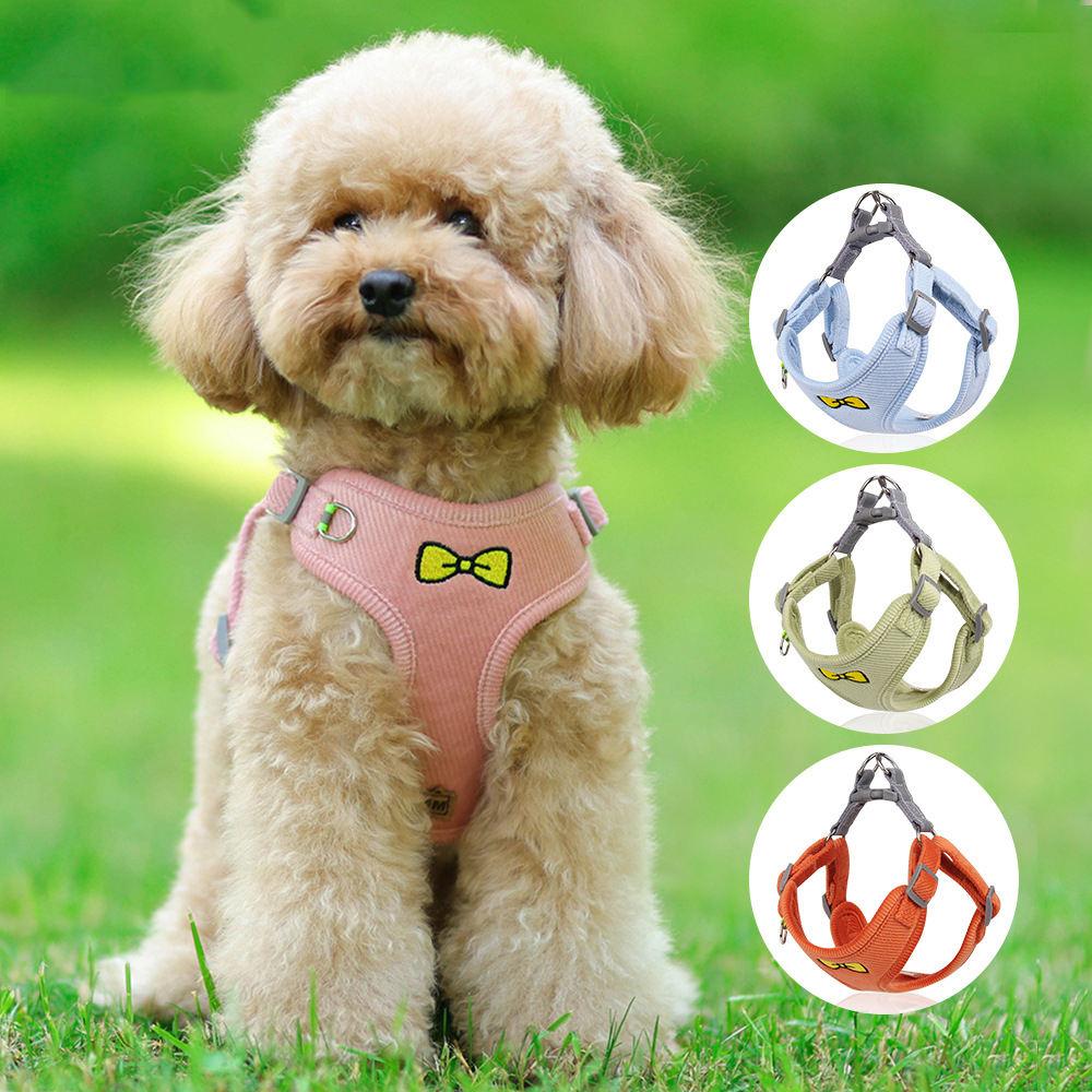 Reflective Cute Corduroy Wholesale Dog Harness Custom Logo Dog Harness Set