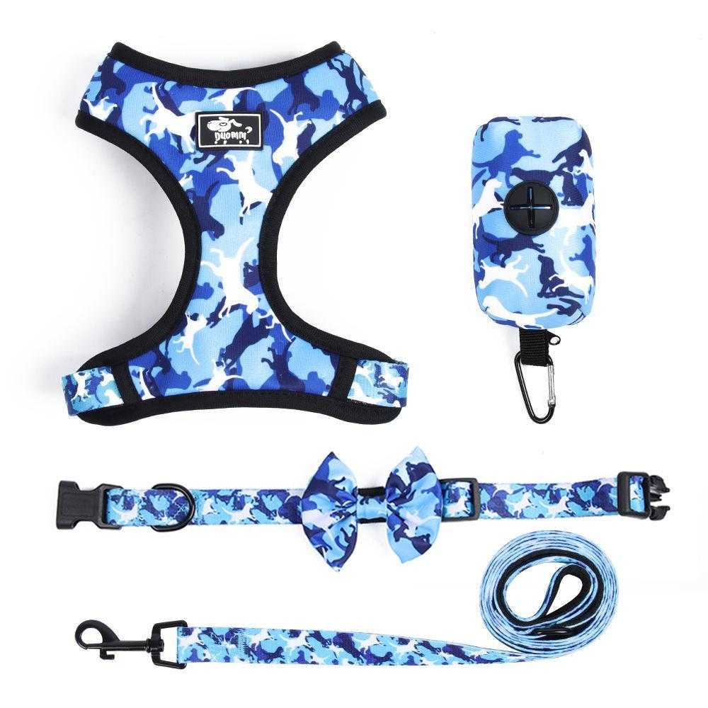 Low Moq In Stock Adjustable Dog Harness And Leash Set With Collar And Rubbish Bag From Oem Factory