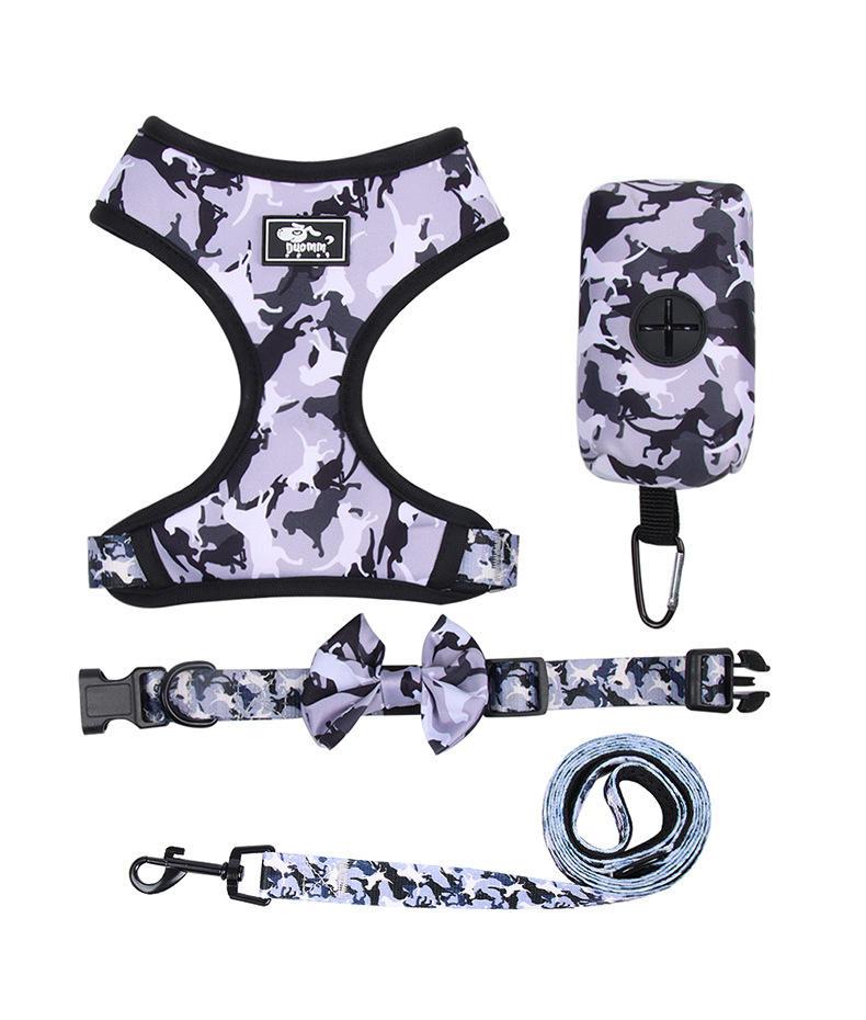 Low Moq In Stock Adjustable Dog Harness And Leash Set With Collar And Rubbish Bag From Oem Factory
