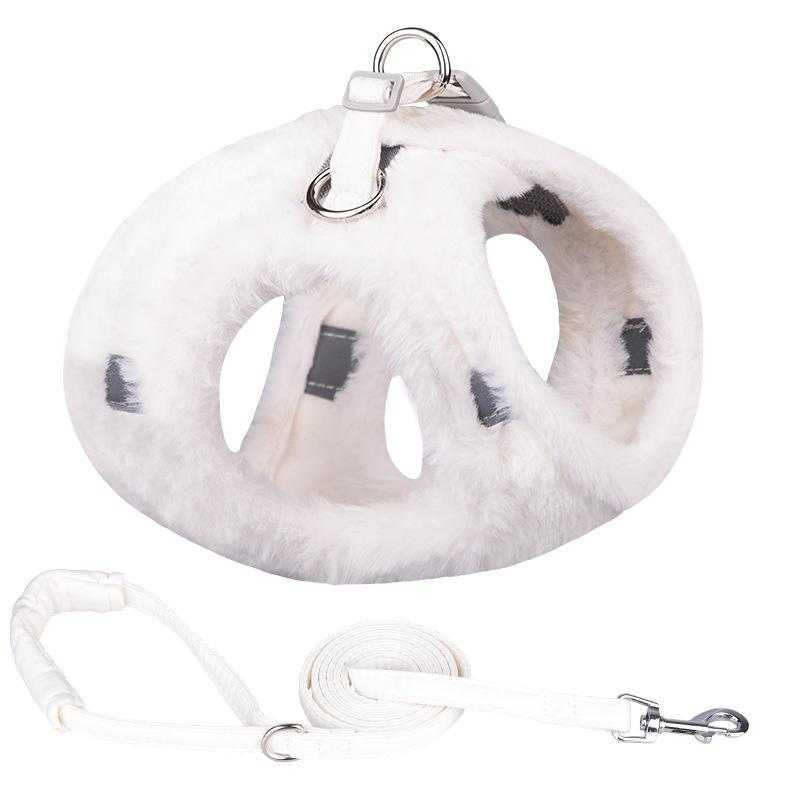 Autumn Winter New Reflective Design Dog Pet Chest Harness Adjustable Plush Thermal Vest Dog Leash Harness