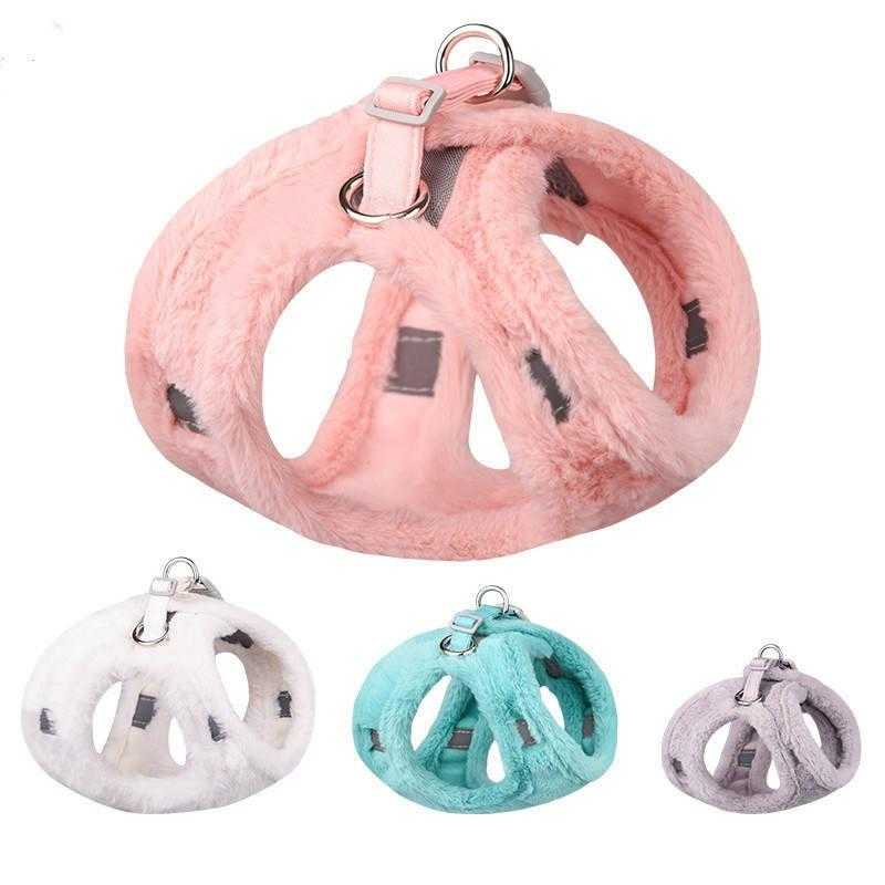 Autumn Winter New Reflective Design Dog Pet Chest Harness Adjustable Plush Thermal Vest Dog Leash Harness