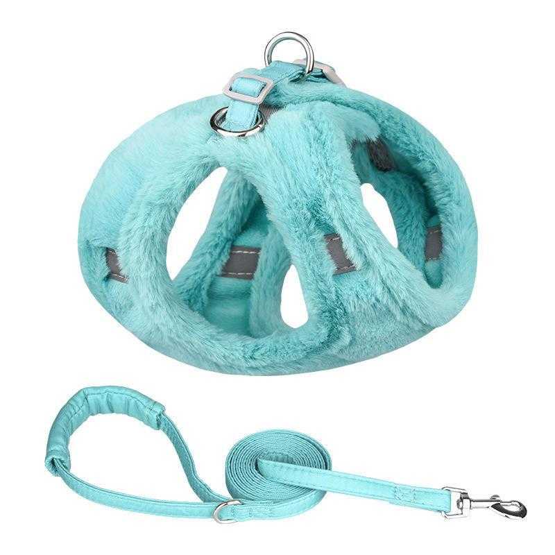 Autumn Winter New Reflective Design Dog Pet Chest Harness Adjustable Plush Thermal Vest Dog Leash Harness