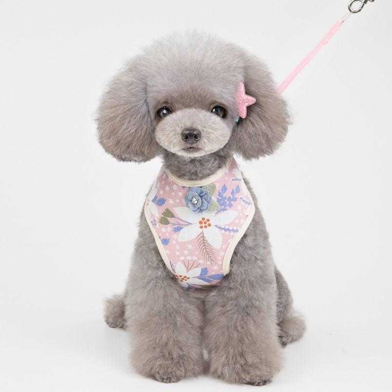 Fashion Comfortable Cotton Mesh Flower Designer Cat Dog Harness