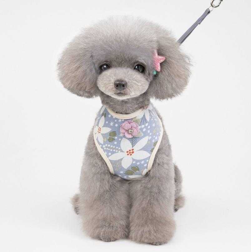Fashion Comfortable Cotton Mesh Flower Designer Cat Dog Harness