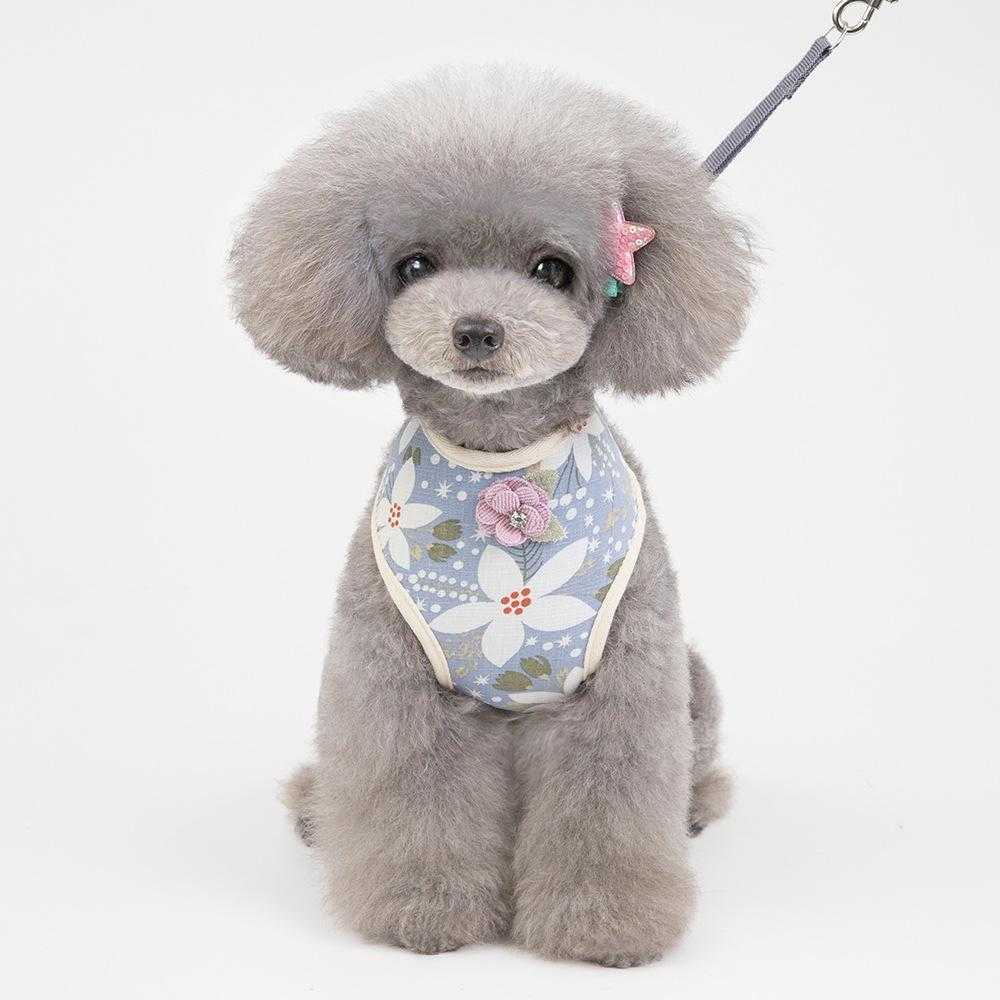 Fashion Comfortable Cotton Mesh Flower Designer Cat Dog Harness