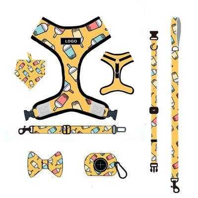 High Quality Designer Fashion Collar Leash Bow Tie Custom Luxury Dog Harness Set