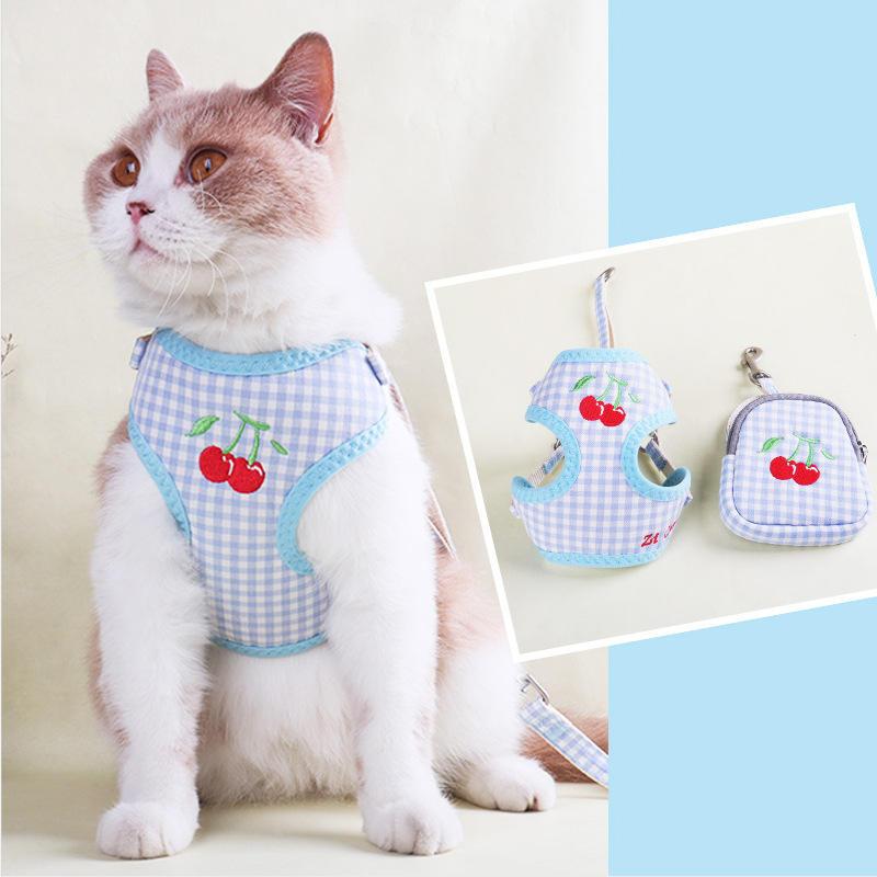 New Cat Designer Harness Embroidered Dog Harness Leash Small And Medium-sized Dog Teddy Pet Leash Set